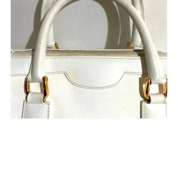 Gucci white  micro monogram canvas leather satchel handbag - Picture 9 of 12